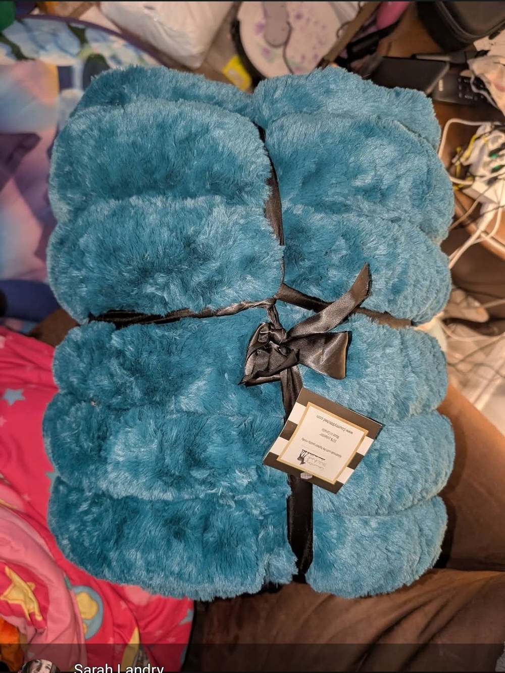 Plush Faux Fur Throw Blanket - Teal Custom Minky